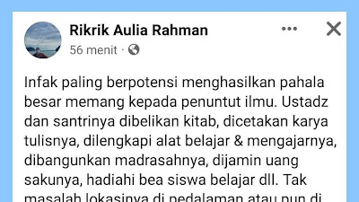 Banyak yang berpikir infaq itu hanya buat masjid, ngasi orang faqir miskin..