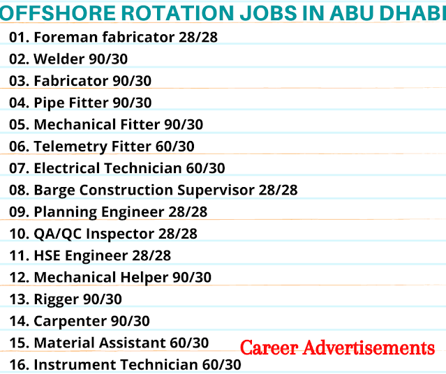 Offshore Rotation Jobs in Abu Dhabi