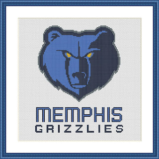 Memphis Grizzlies modern cross stitch pattern - Tango Stitch