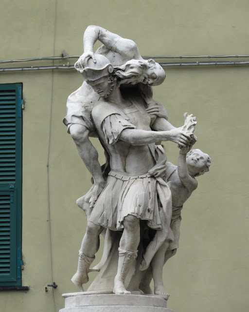 Enea, Anchise e Ascanio (Aeneas, Anchises, and Ascanius) by Taddeo Carlone, Piazza Bandiera, Genoa