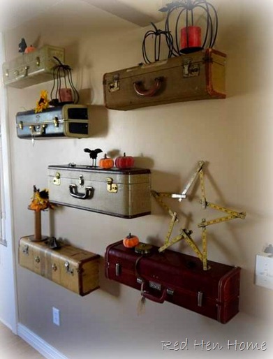 vintage suitcase shelves shelf