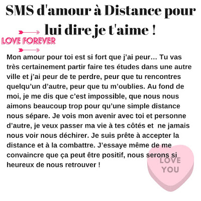 message d'amour à distane pour dire je t'aime