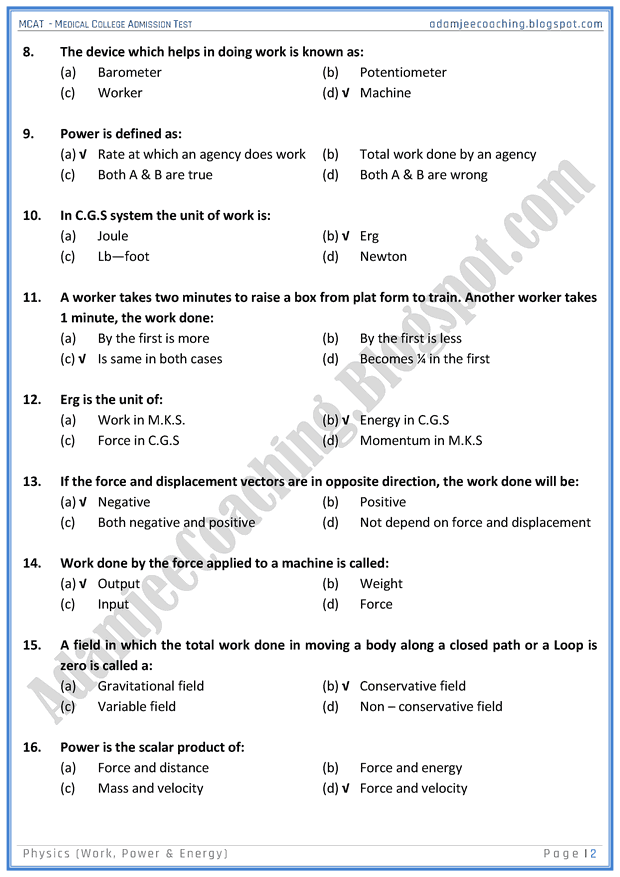 mcat-physics-work-power-and-energy-mcqs-for-medical-entry-test