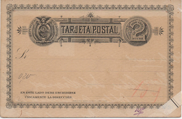 Ecuador tarjeta 2  centavos de sucre