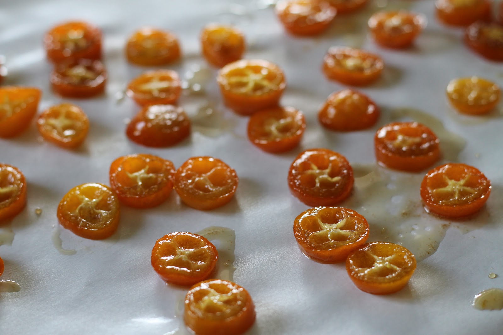 remove kumquats from liquid (leave liquid in pan), place on wax paper ...