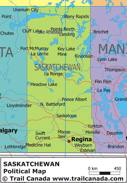 Saskatchewan Map Regional Political Province