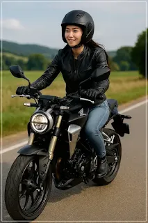 교외 와인딩 코스를 달리는 혼다 CB125R