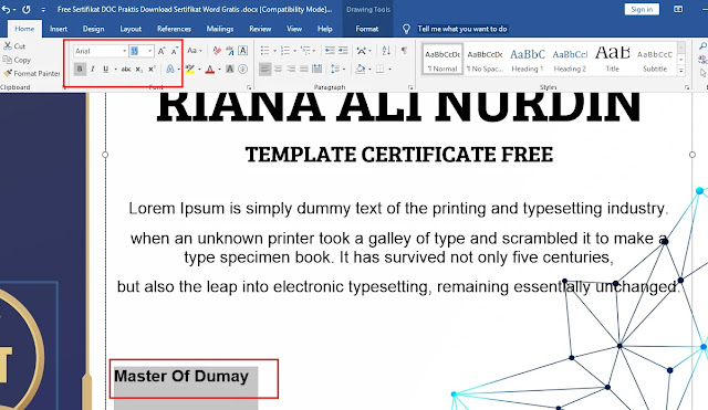 Free Sertifikat DOC Praktis Download Sertifikat Word Gratis .docx