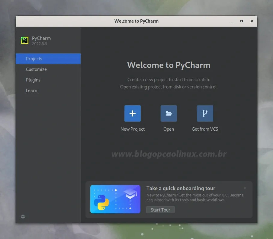 PyCharm Community executando no Fedora 38 Workstation