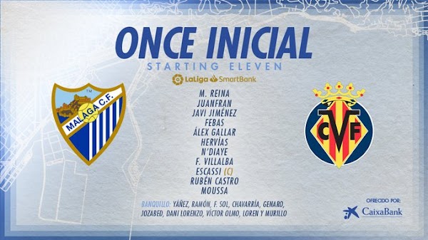 Málaga - Villarreal B, alineaciones oficiales