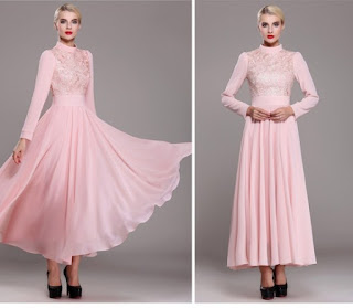 Model Dress Panjang Wanita Pink