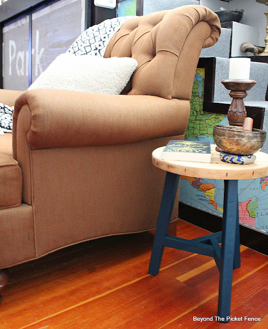 Thrift Store Stool Makeover and Thrifted Comfy Chair
