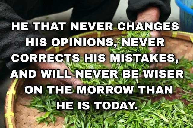 He that never changes his opinions, never corrects his mistakes, and will never be wiser on the morrow than he is today.