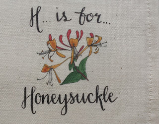 Honeysuckle illustration by Alice Draws The Line from the Woodland Alphabet tea towel