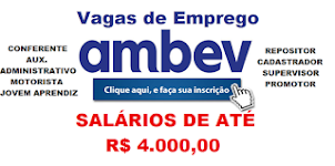 Ambev mais de 300 vagas de empregos com salários de até 7.800,00