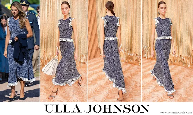 Princess Madeleine wore Ulla Johnson Emmeline ruffled crewneck jacquard top Josephine Skirt