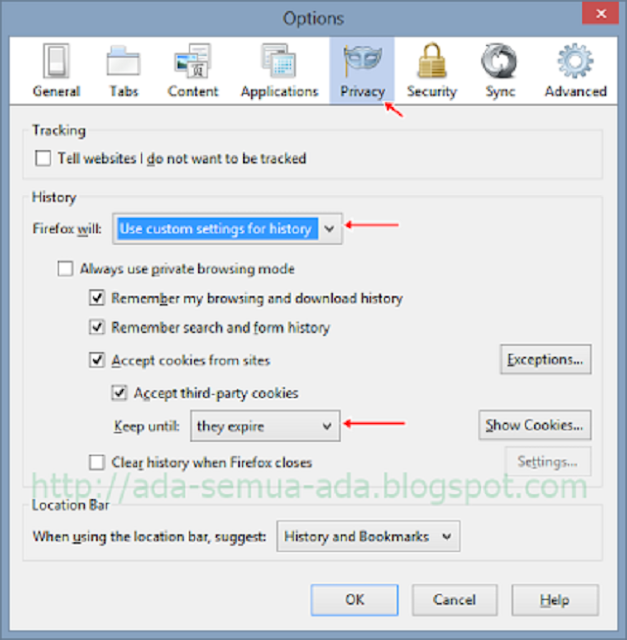 Cara Mengaktifkan Cookie Pada Firefox