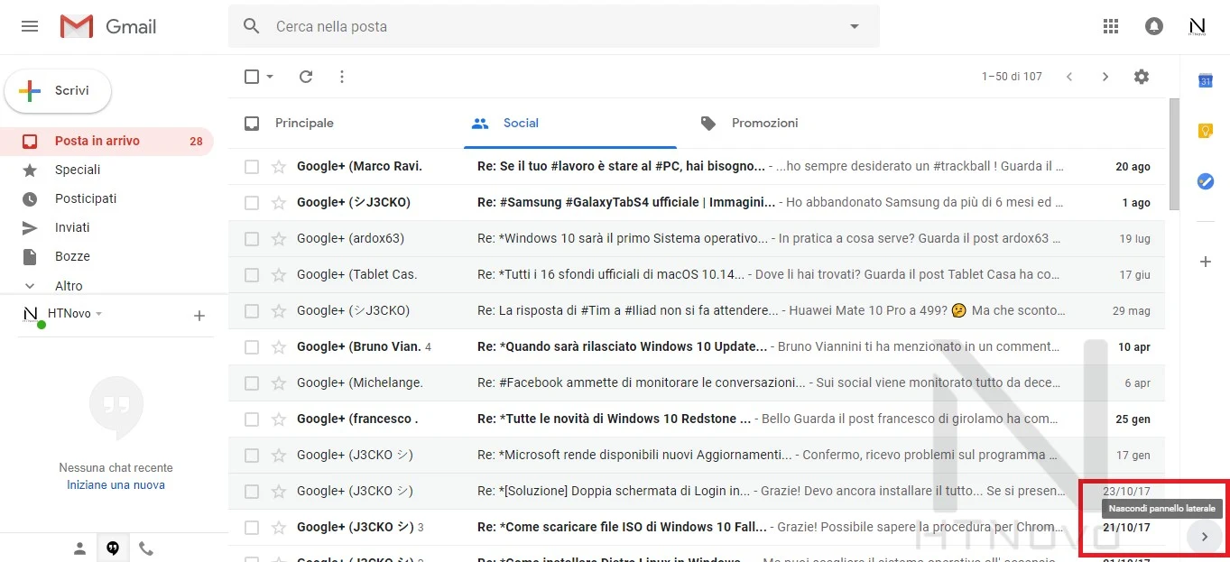 Nascondere-barra-laterale-nuova-gmail