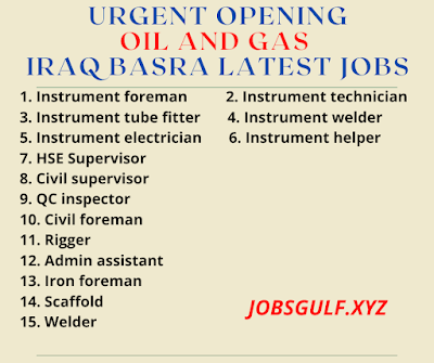 _Urgent opening  oil and gas  Iraq Basra Latest Jobs 2021