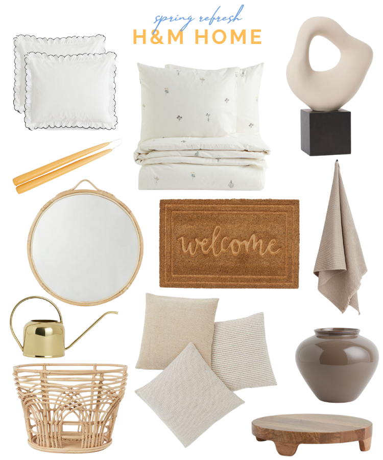 spring home goods from h&m home, neutral spring accessories