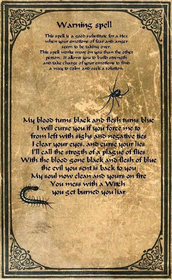 Solitary Fire Walker's Book of Shadows: Warning Spell