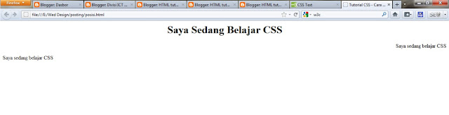 posisi teks CSS