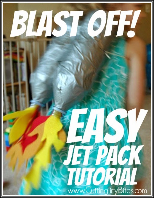 Fun Upcycle craft project for kids. Make a jet pack from plastic bottles! Great for an outer space preschool theme.