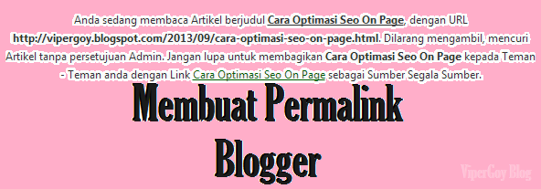 Cara Membuat Permalink SEO Friendly Di Blog 