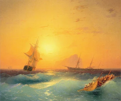 American Shipping off the Rock of Gibraltar (1873) painting Ivan Aivazovsky