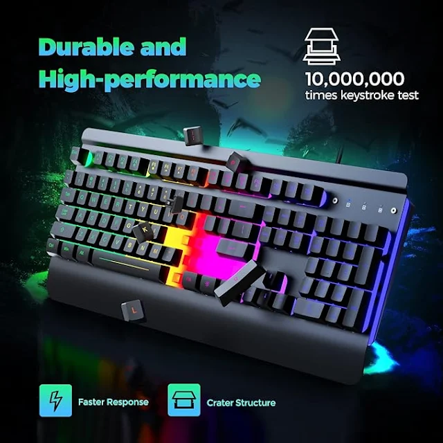 Gaming Keyboard 104 Keys All-Metal Panel