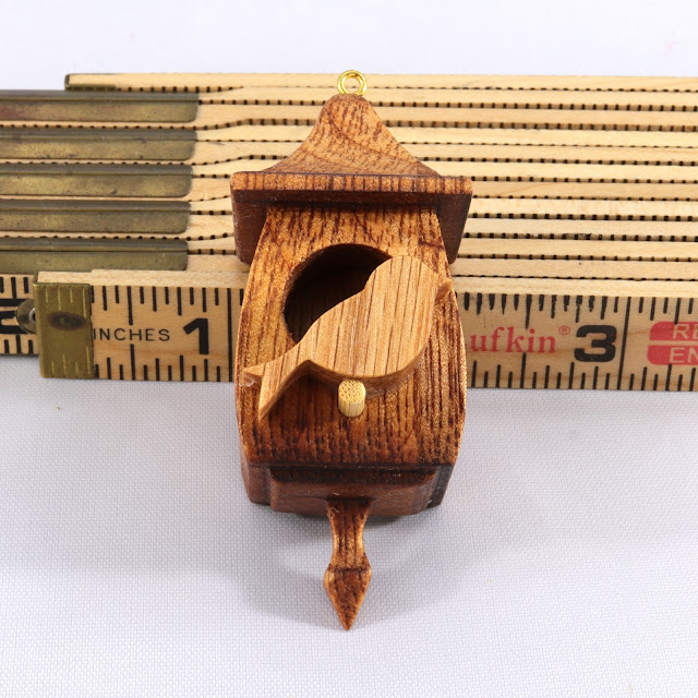 Handmade Wood Miniature Birdhouse Ornament, Christmas Tree Decoration