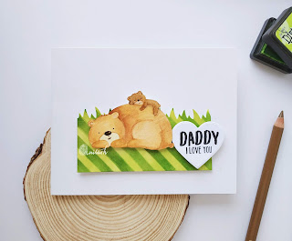 water colouring, Neat and tangled Mommy, daddy and me stamp set Zig clean colour brush pens, no line watercolouring, Neat and tangled , Card for him, card for men, CAS card, stenciling, die cutting, Quillish, 