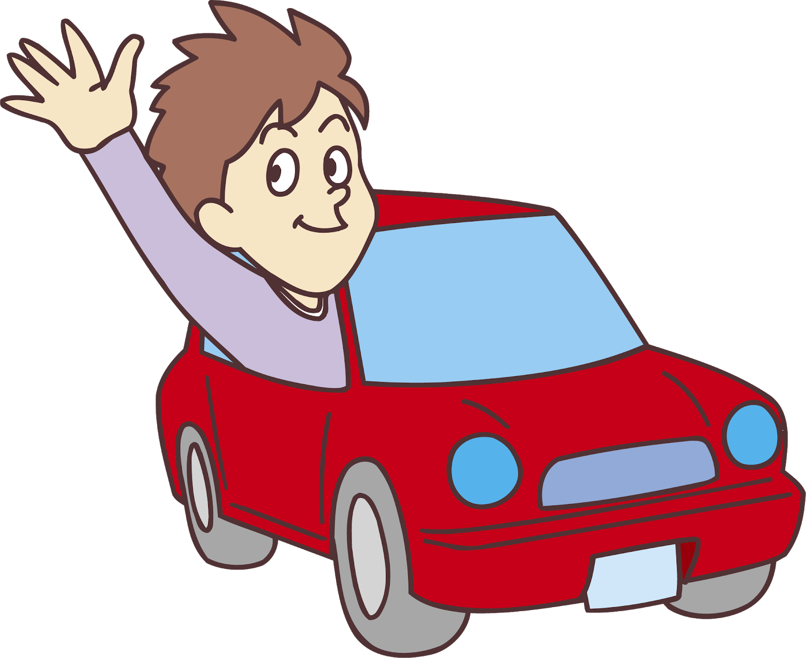 日々のイラスト 車の窓から身をのりだし手をふる人のイラスト 日々のイラスト 車の窓から身をのりだし手をふる人のイラスト