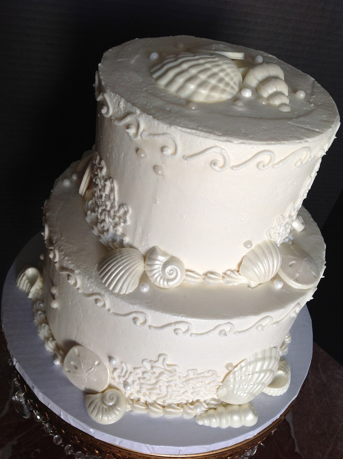 Plumeria Cake  Studio Beachy Bridal  Shower  Cake  in White