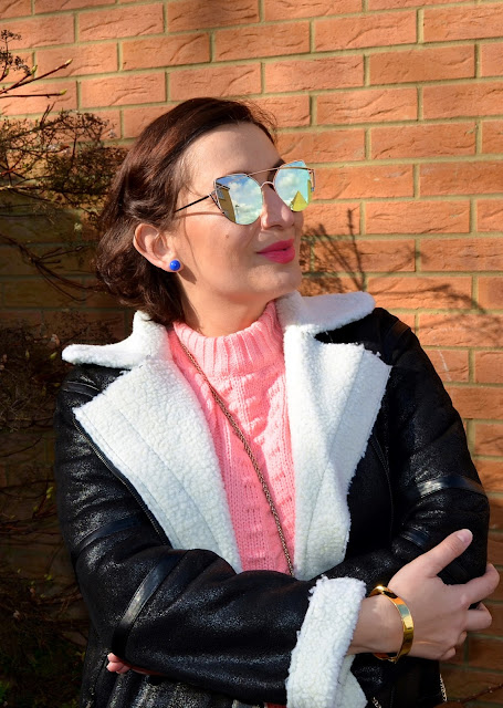 Adriana Style Blog, Blogerka modowa Puławy, Zaful Aviator Jacket, Zaful Pink Sweater, Topshop heels, Heidi Klum Jeans, Fashion blogger, Spring Look, Leather Jacket