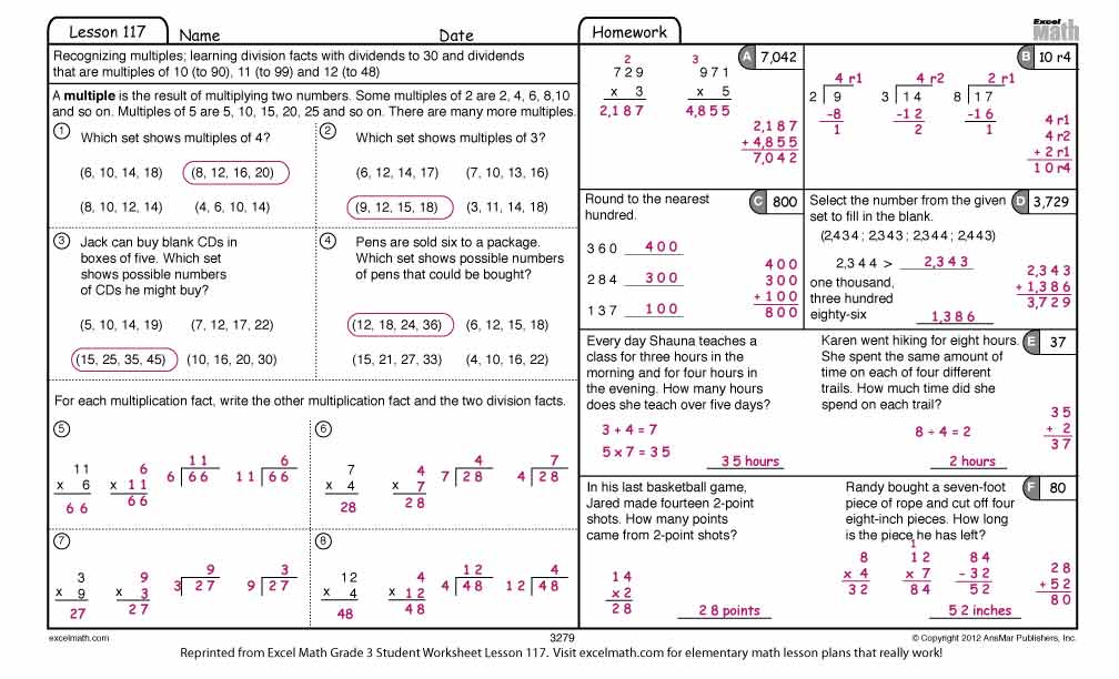 excel math math multiples division worksheet