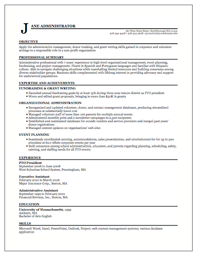 Here is an example of a functional resume: