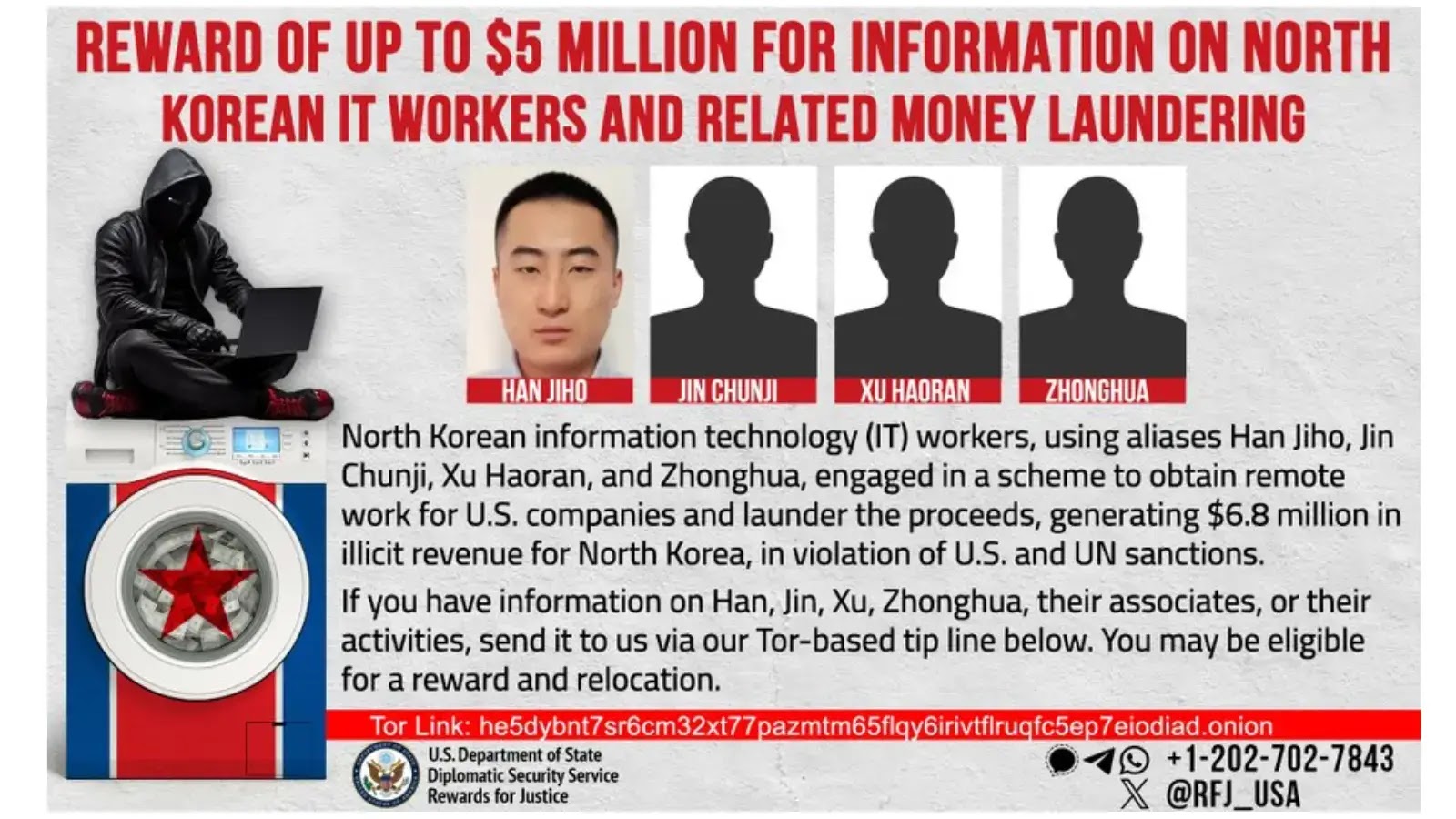 U.S. Govt Announces Rewards up to  Million for North Korean IT Workers
