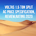 Voltas 1.5 ton split ac price specification review and rating 2020