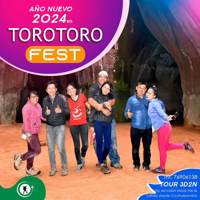 año nuevo 2024 en torotoro vision tours green trip aventurismo villa tunari dino trek electro fest