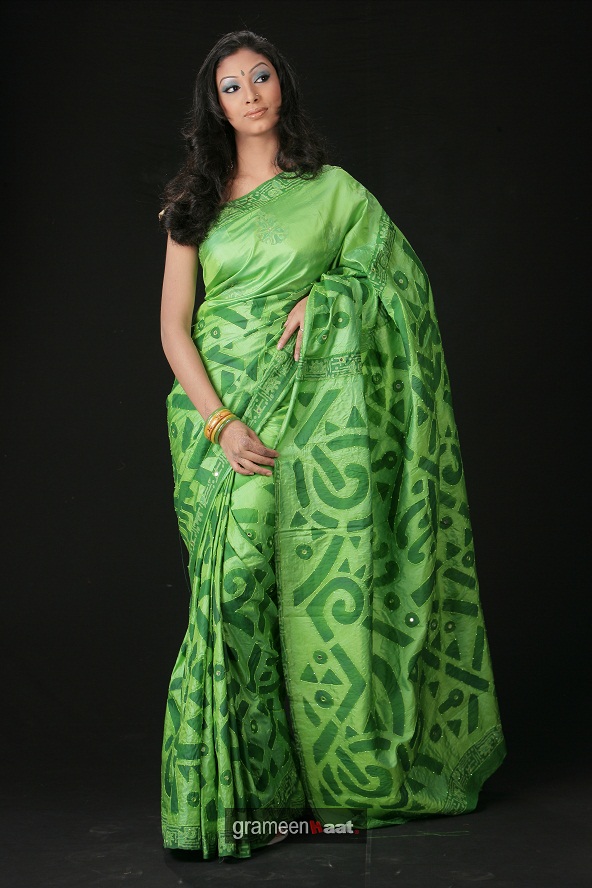 green color saree
