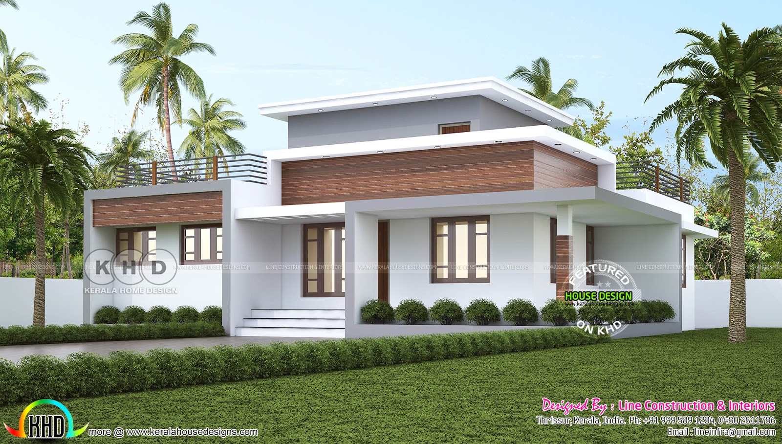 1300 square feet 3  bedroom  flat  roof house  plan  single 