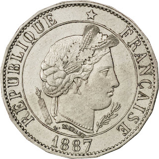 French Pattern Coin 20 Centimes 1887 Ceres