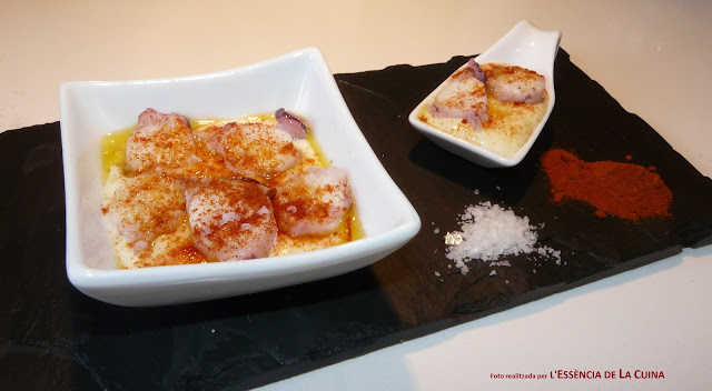 Pop a la Gallega, Pulpo a la Gallega, Crema de patata, tapa, l'essència de la cuina, blogdecuinadelasonia