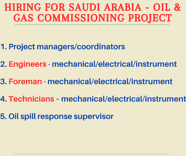 Hiring for Saudi Arabia - Oil & Gas Commissioning Project