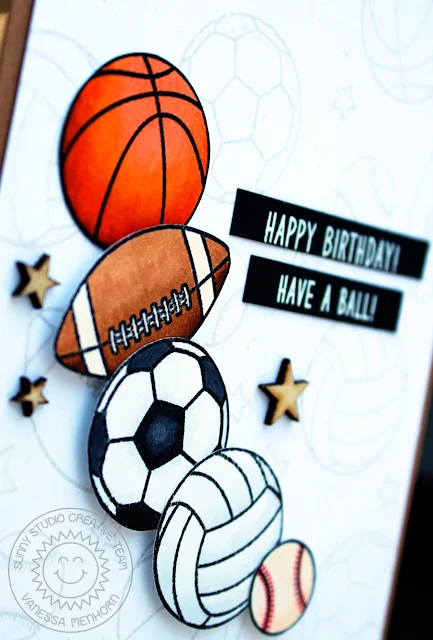 Sunny Studio Stamps: Team Player Sports Themed Birthday Card by Vanessa Menhorn