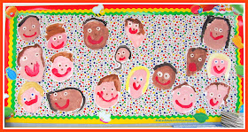 photo of: Kindergarten Painted Portraits via RainbowsWithinReach Bulletin Board RoundUP