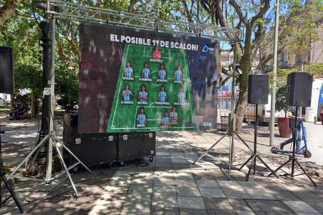 La municipalidad de Concordia instaló una pantalla gigante para vivir la previa y el partido de la Selección Argentina