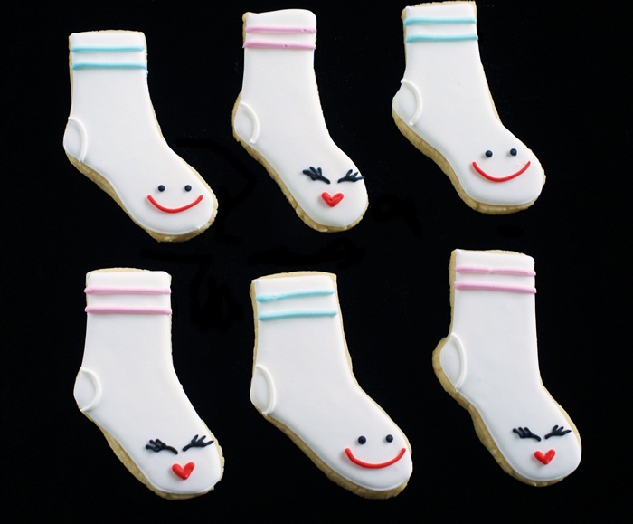 punny sock valentine cookies