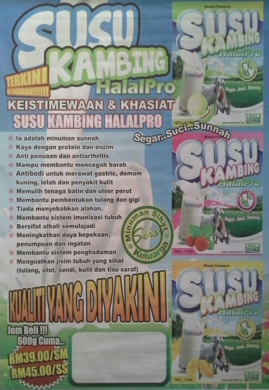 myBOSS: Susu kambing segar, berkhasiat dan berperisa
